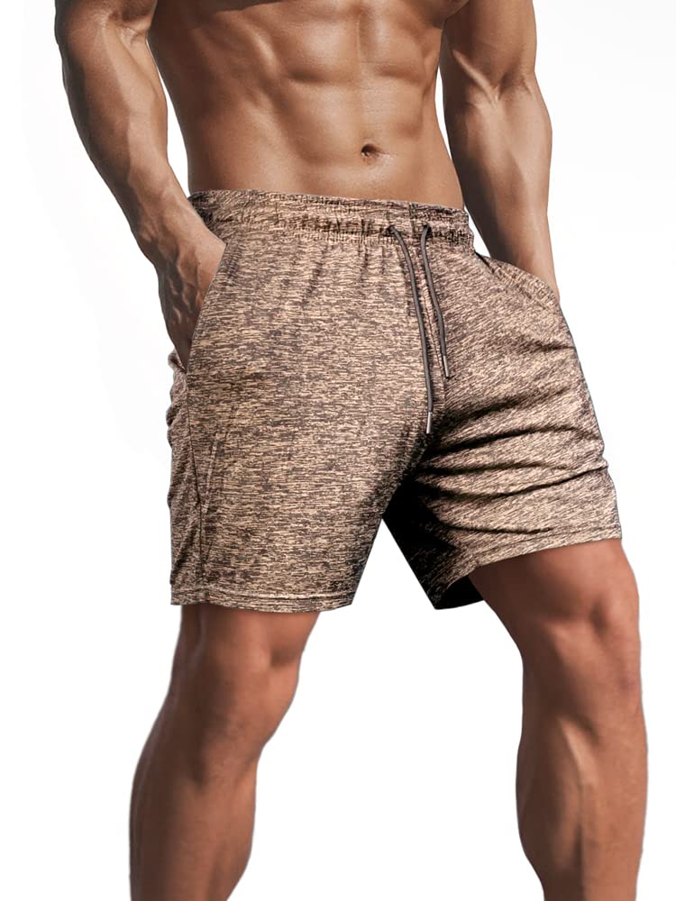 Lehmanlin Herren-Sportshorts. Schnell trocknendes Stretchmaterial. Leichte Trainingshose mit Taschen
