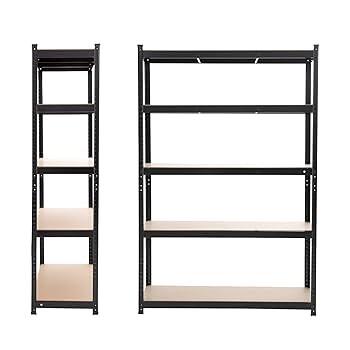 Shelf Organizer Black 90x40x180cm 5 Tier Racking Shelf Heavy Duty Garage Shelving Storage Shelves Unit 175kg Per Shelf Black 90x40x180cm~p85070336 Closet Shelves