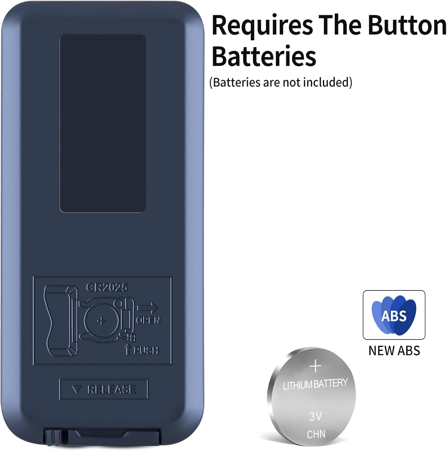 Back of the remote control showing the CR2025 battery compartment