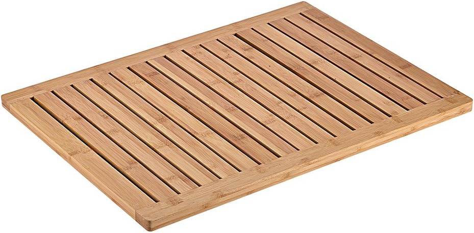 Hanzeek Shower Mats, Luxury 100% Bamboo Natural Floor & Bath Mats,Measures 1" x 23.7" x 17.7" (Bar)