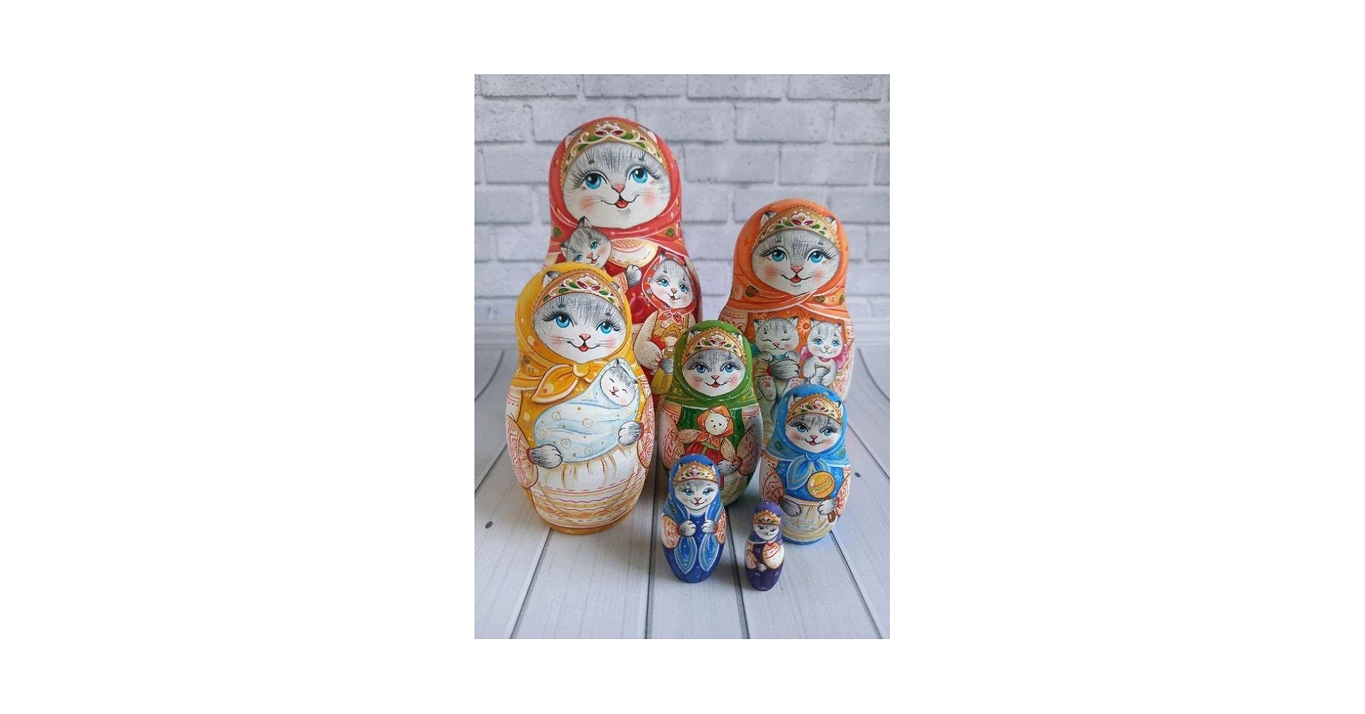 ロシア雑貨 マトリョーシカ ～ 虹色の猫・ねこ・ネコ ～ 7ピース 作家もの Amazon | ロシア雑貨 マトリョーシカ 虹色の猫ねこネコ 7ピース