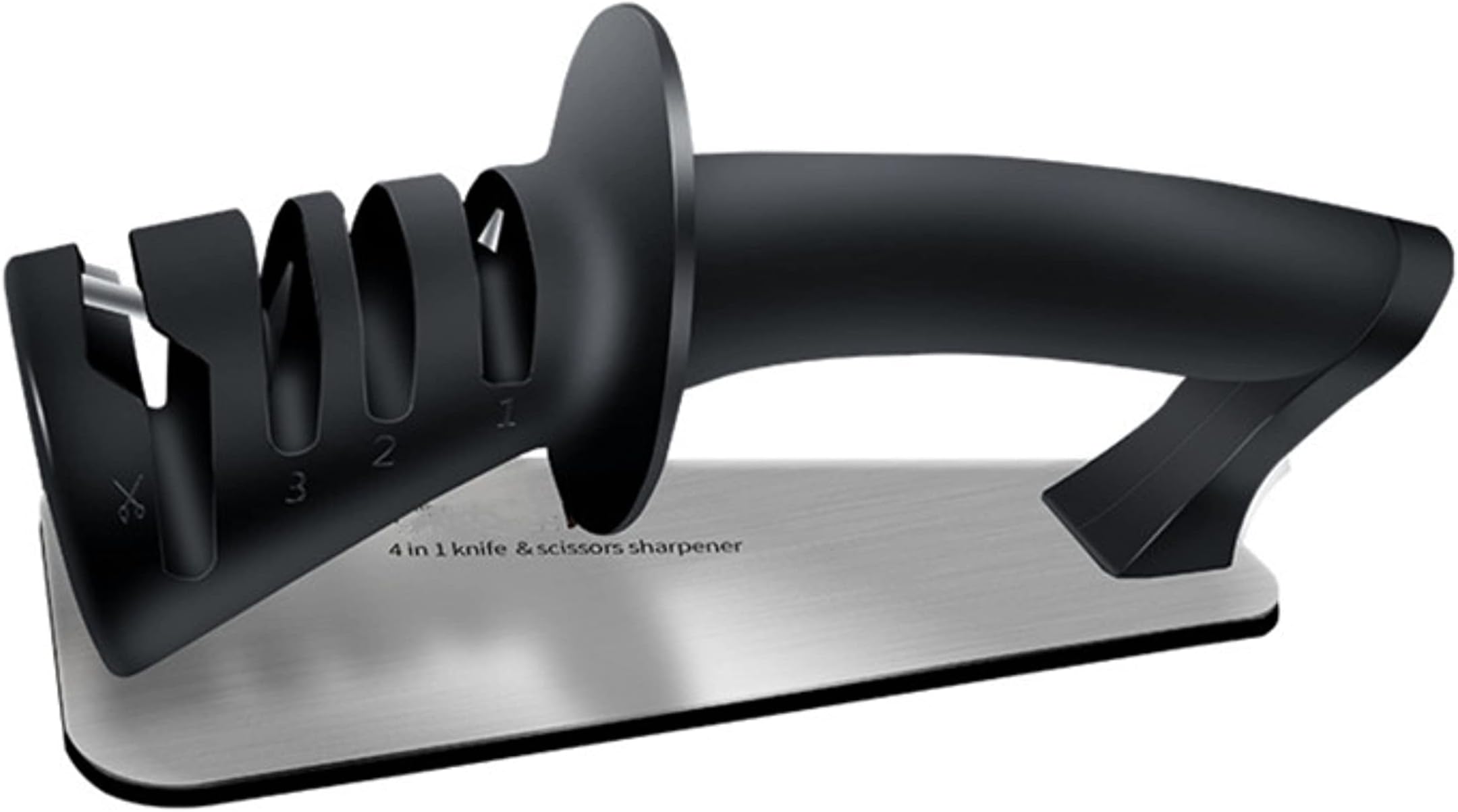 NAALSA - Shark Knife Sharpener 4 in 1 Kitchen Knives and Scissor Sharpening Tool with a Non-Slip Silicone Base at The Bottom