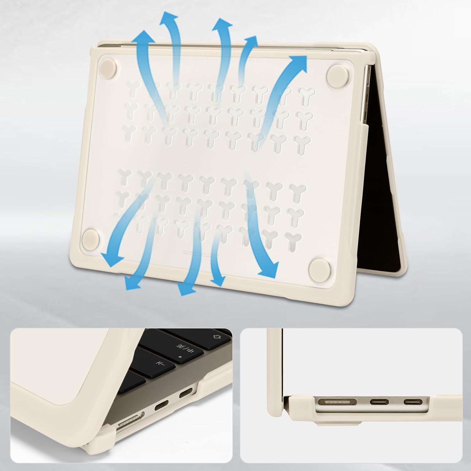 MOSISO Compatible with MacBook Air 13 inch Case M5 2026 M4 2025 M3 M2 2024-2022 A3449 A3240 A3113 A2681, 2 in 1 Kit Crack-Resistant Hard Case with Soft TPU Bumper for MacBook Air 13.6, Starlight