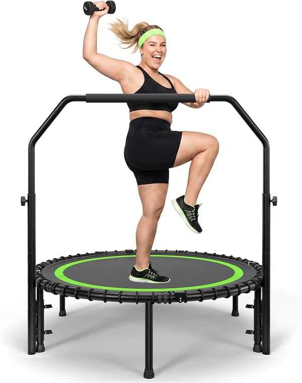 Mini Trampolín Rebounder ACWARM HOME de 40" para Adultos, Capacidad 440 Lbs, Verde | Plegable con Colchoneta de PP, Marco de Acero Aleado, Cuerdas Elásticas, Cardio de Bajo Impacto para Ejercicio