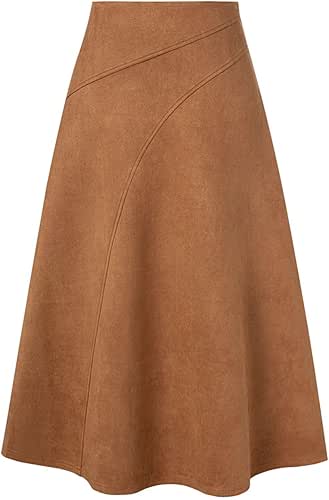 Kate Kasin 2025 Women's Suede Skirts, High Waist A-Line Skirt,