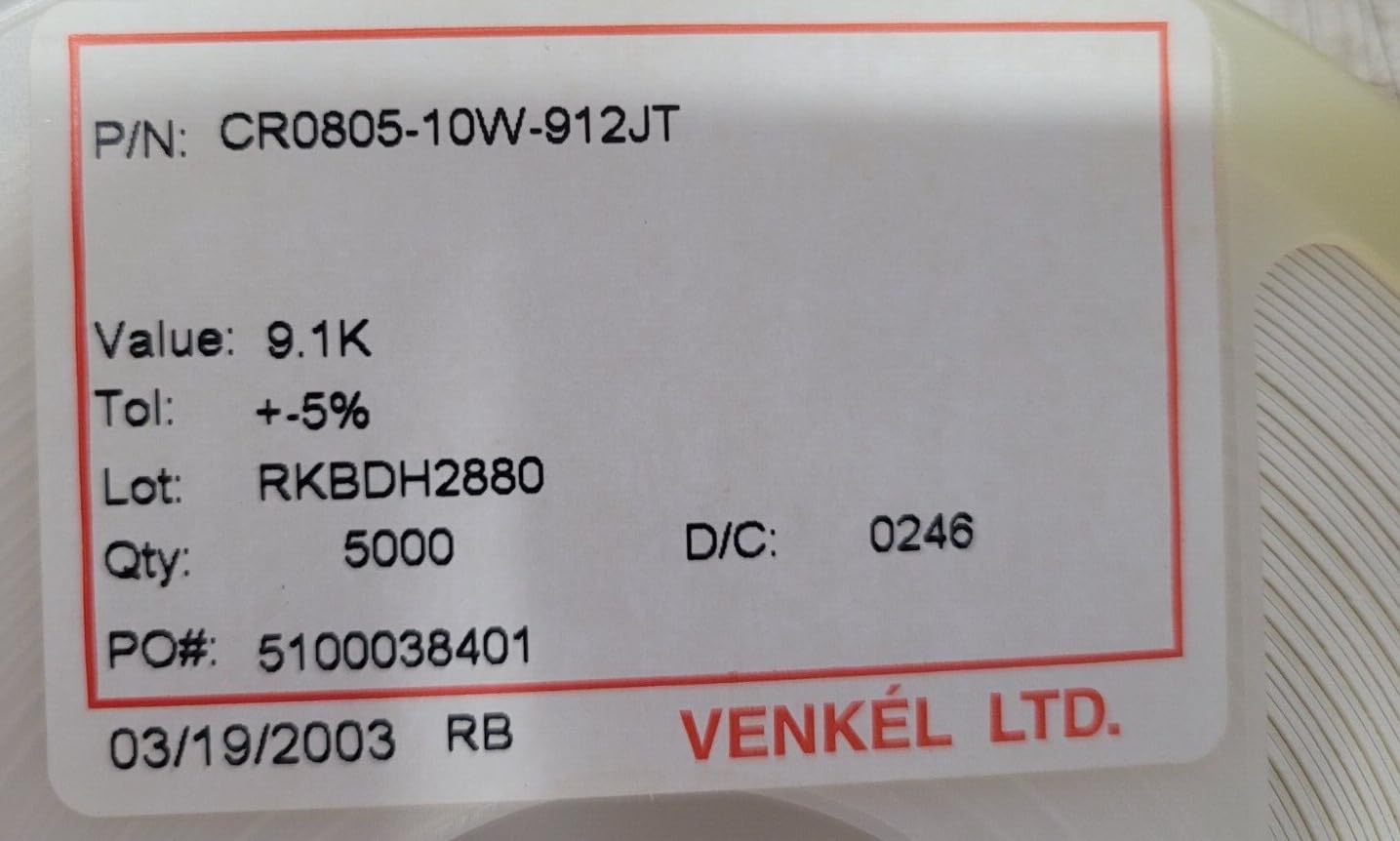 (1 PC) CR080510W912JT VENKEL