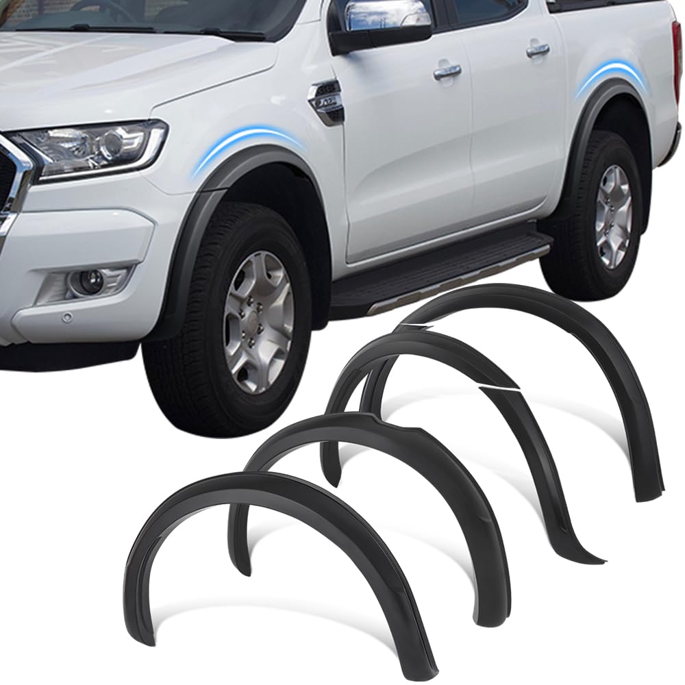 Élargisseurs d'ailes 20 mm pour Ford Ranger 2015-2018 XL XLT Tremor Limited Wildtrak Wildtrak X Platinum T7 Double cabine ABS Passage de roue Noir sans PDC 3 pouces