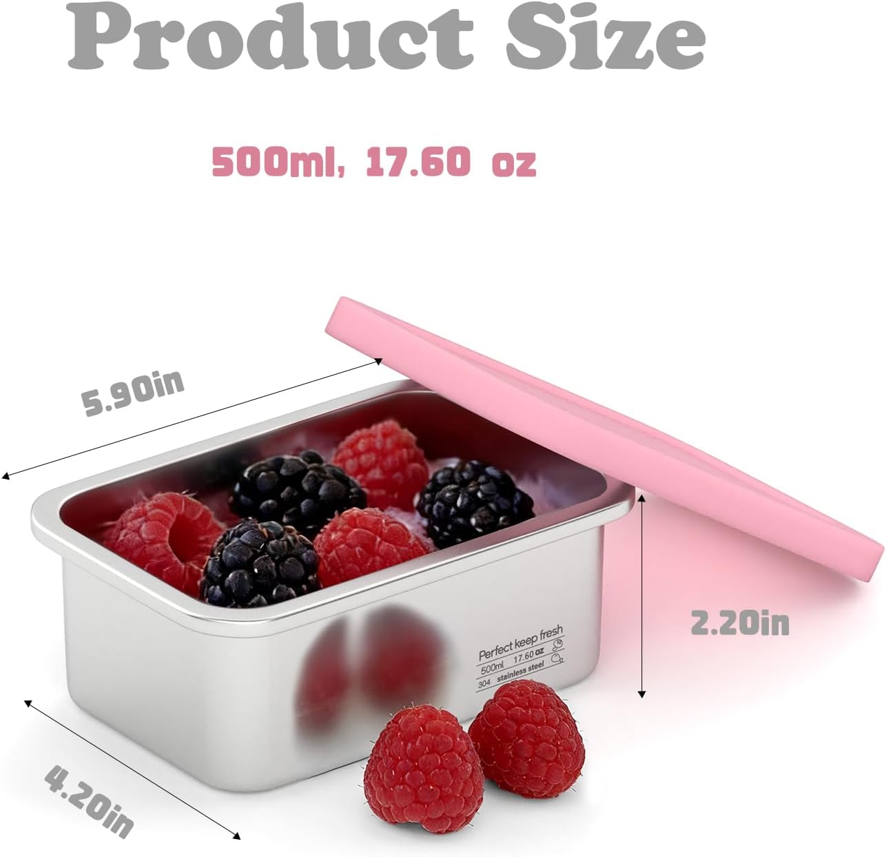 3 Pack 17.6oz Large Stainless Steel Snack Containers with Silicone Lids, 500 ML Leakproof Food Storage for Snacks & Travel (Muted Lilac, Blush Pink, Dusty Rose)