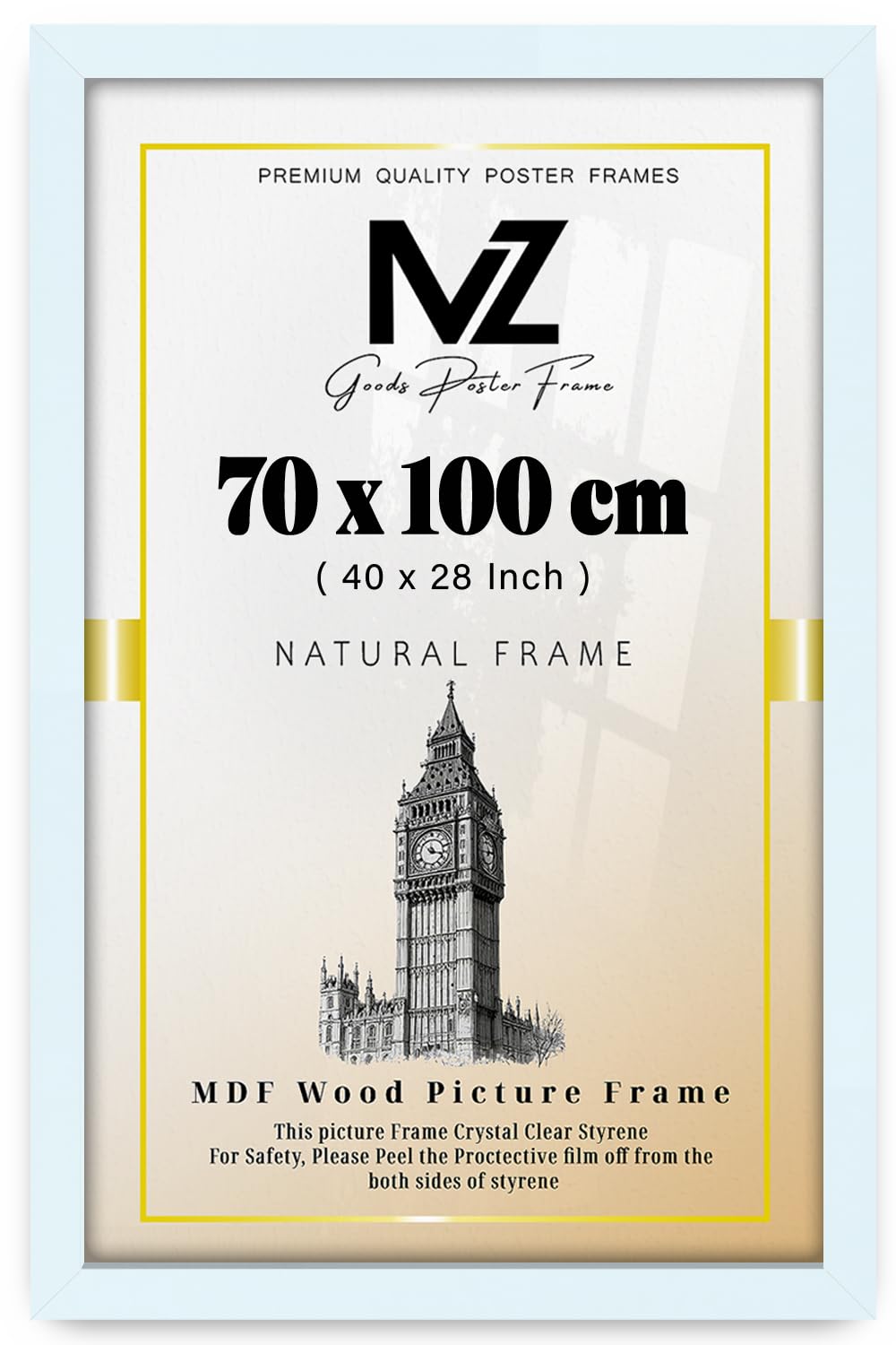 Modern Mdf Wooden Wide White Frame | 70x100 Cm Poster Frames Durable Sleek Acrylic Front | Jigsaw Puzzle Picture Frames Large Art Display For Home & Office Décor