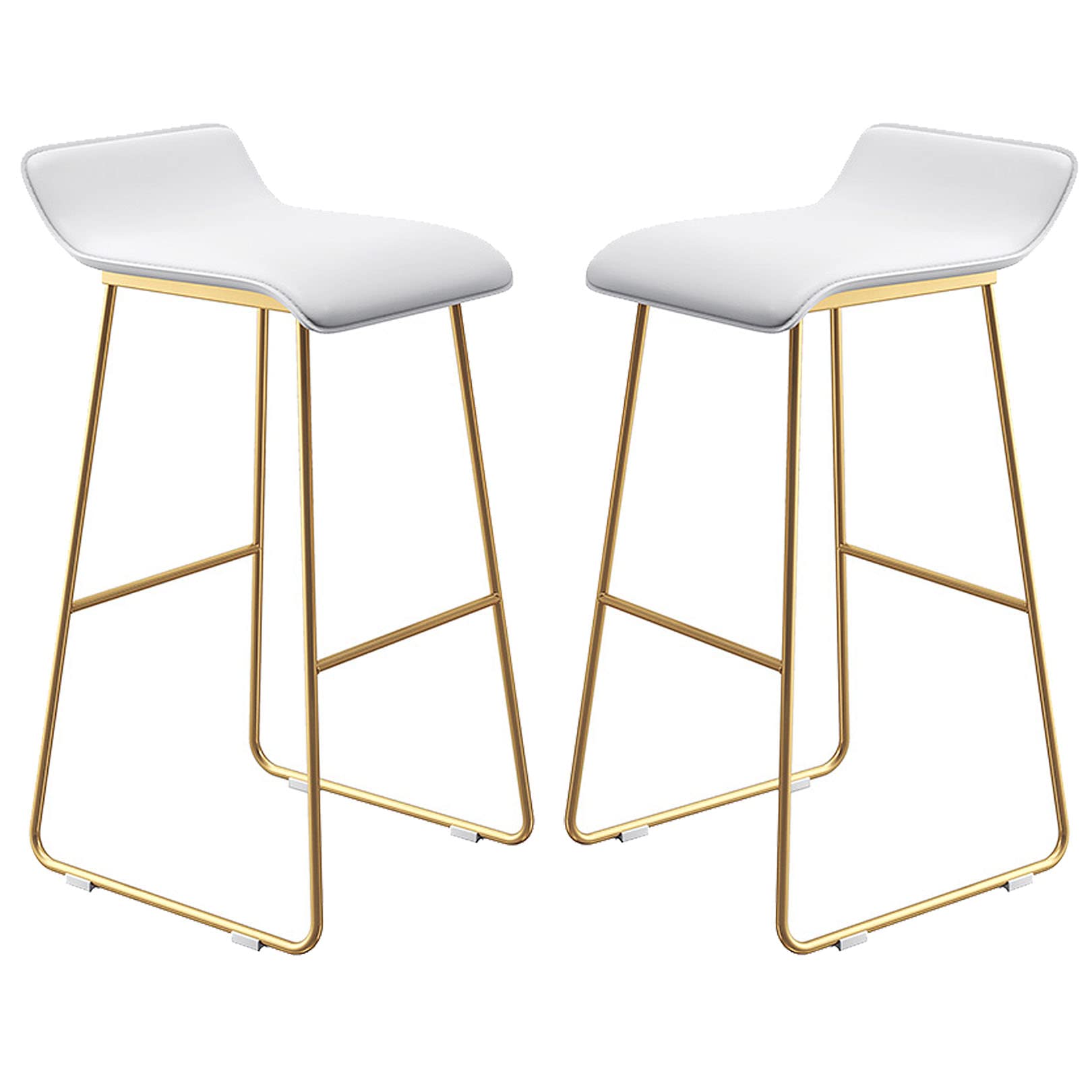 Tabourets hauts de bar industriel en cuir synthétique blanc 65cm pour cuisine et pub