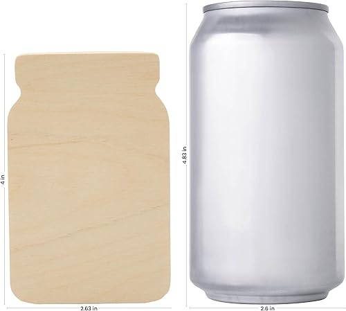 Miniatura 2 de Recortes de tarro de madera grueso de 4 x 2-58 pulgadas, paquete de 5 tarros de madera sin terminar, tarros Mason para decoración de bandejas