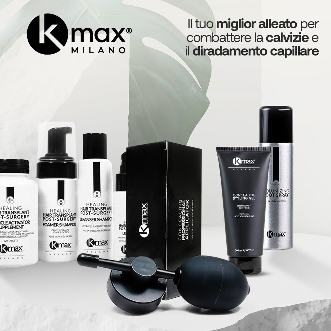 Kmax Professional applicator, Applicatore Professionale per Fibre di Cheratina con Erogatore, per un'applicazione ottimale.