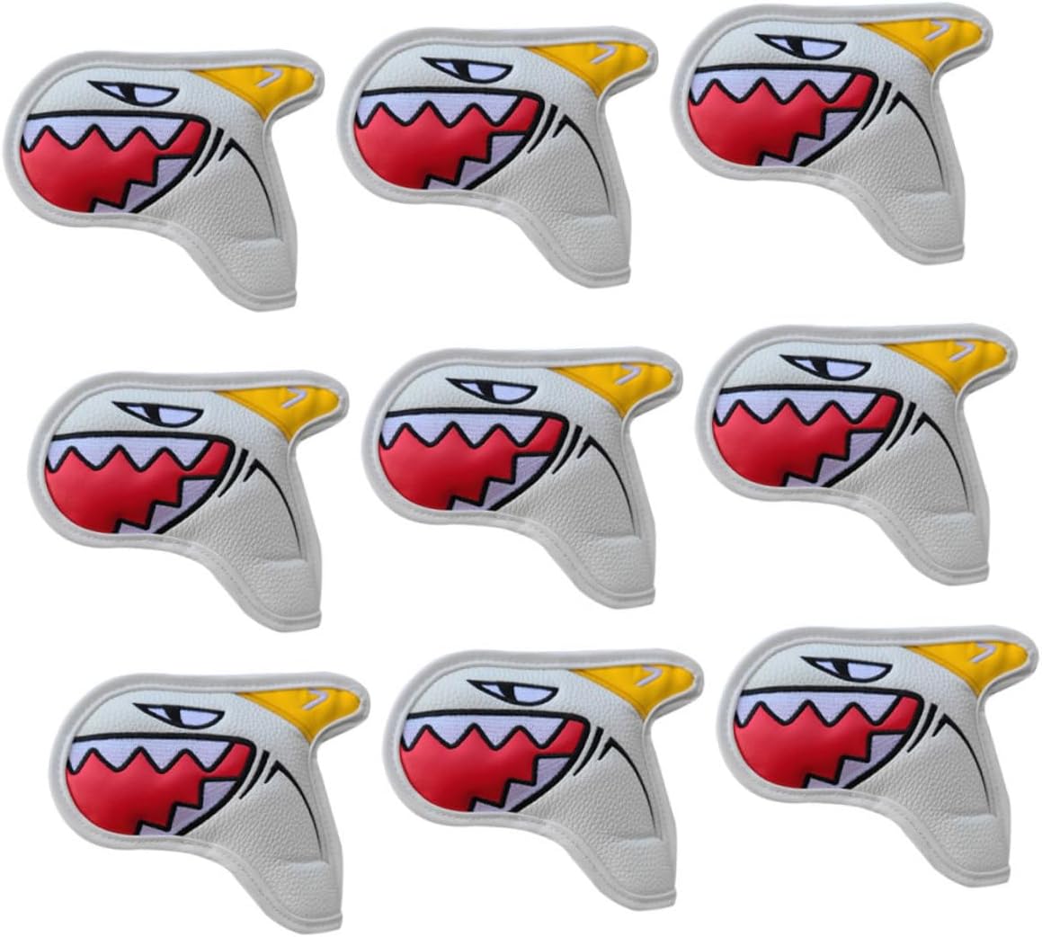 Alipis 9pcs White Golf Club Covers Set, Iron and Putter Covers, Professional Golf Accessory for Club and Travel Use