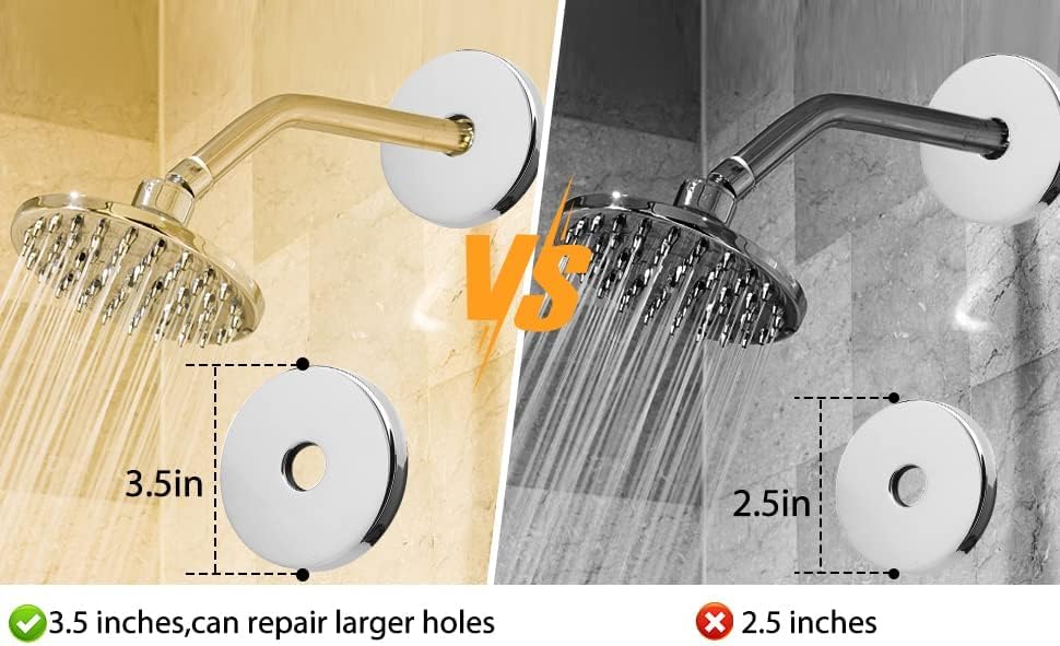 Miniatura 7 de Brida de brazo de ducha extragrande, 3.5 pulgadas de diámetro exterior, repuesto universal de placa de cubierta de escudo de cabezal de ducha, placa