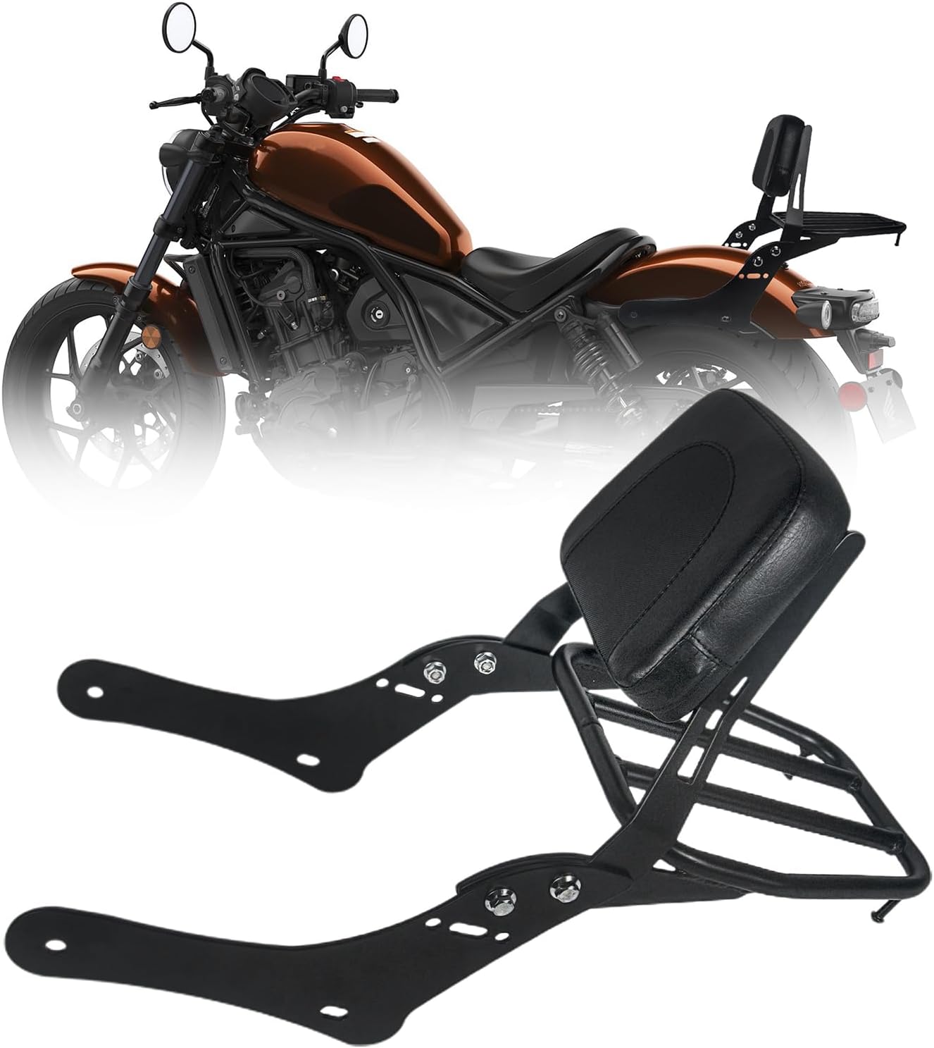 Motorcycle Sissy Bar for Rebel 1100, Rear Passenger Detachable Backrest with Luggage Rack Replacement, Suitable for Honda CMX 1100 Rebel 1100 (2021-2024)