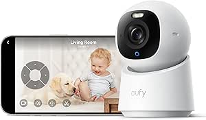 eufy Indoor Cam E30, Latest Generation, 4K UHD Security Camera, Pet/Dog/Baby Camera with Phone app, Color Night Vision, Human/Pet Auto Tracking, 360 Pan-Tilt, Works with Homekit (Renewed) asin的图片