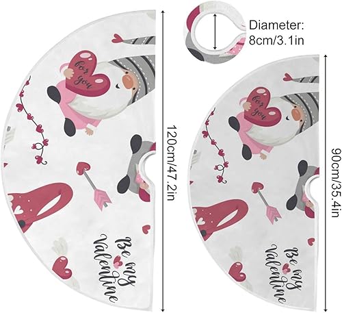 Miniatura 3 de Kigai Falda de árbol de Navidad de gnomos del día de San Valentín, 36 pulgadas, tapete grande para árbol de Navidad, adornos de Navidad para
