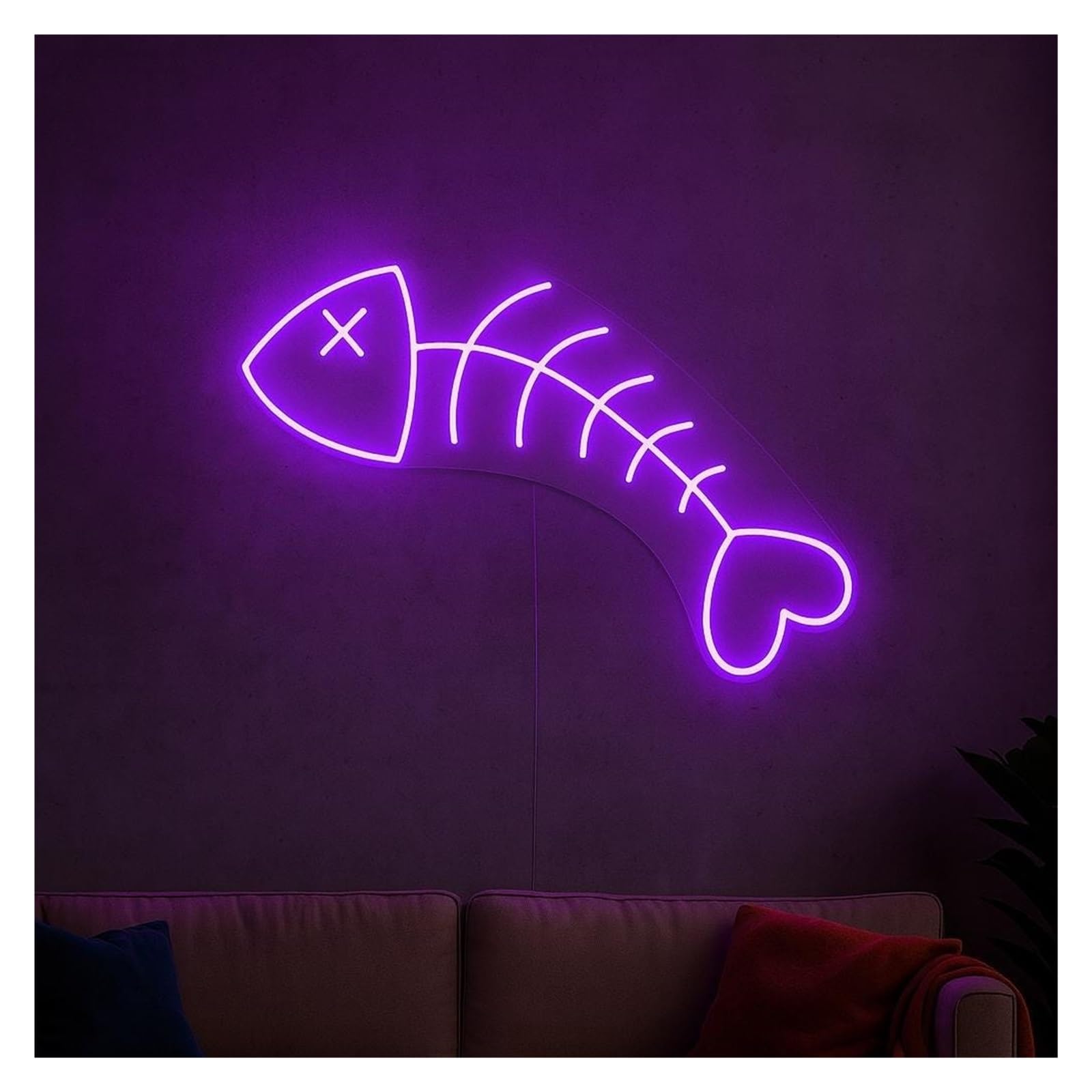 Shouxi B Sign Lamp Fishbone Neon Sign, Suitable For Living Room, Ar Decor With Dimmable 51Cm