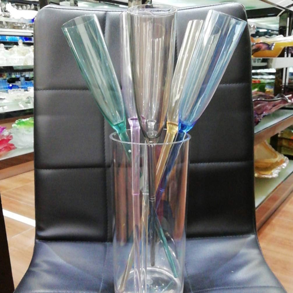 Hemoton Acrylic Flute Set - Unbreakable Flutes, Baseless Wine Glass With Holder, Whiskey Tumbler, Cocktail Drinking Cup for Party Wedding, 175ML