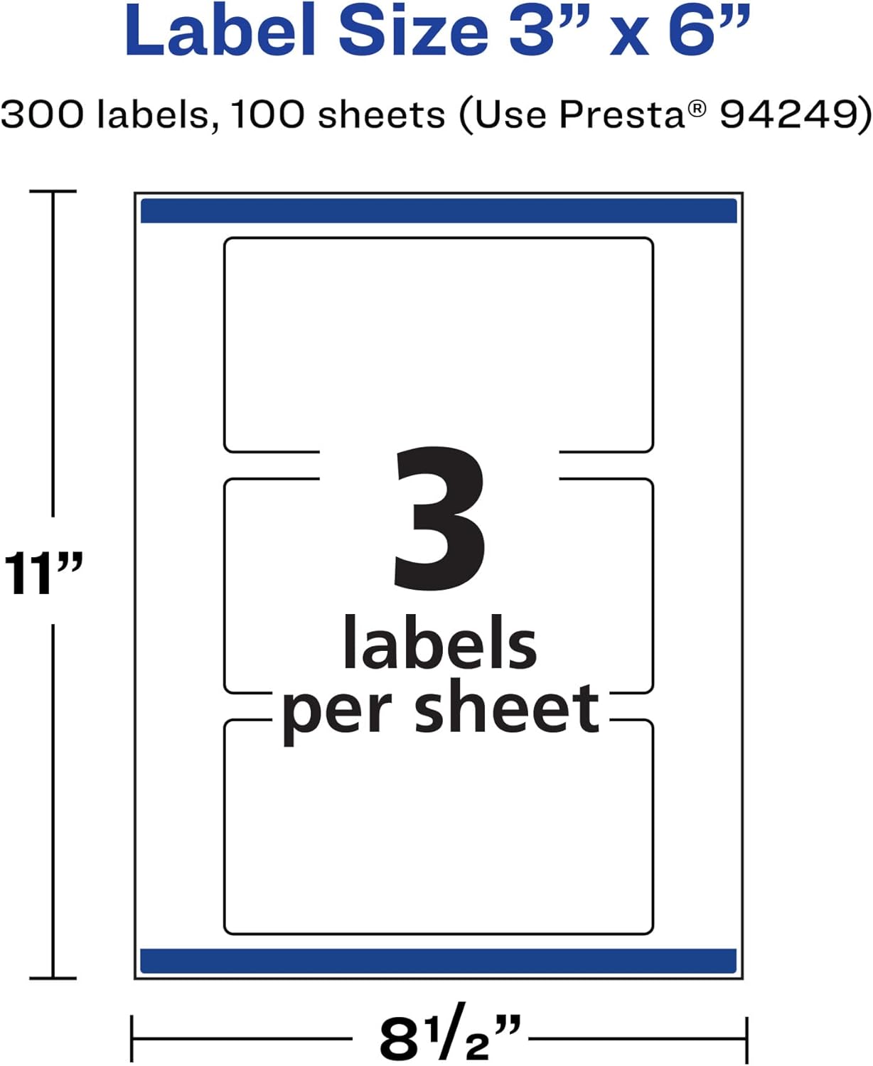 Avery Matte White Removable Rectangle Labels, Sure Feed Technology, Print-to-The-Edge, 3" x 6", 300 Removable Labels, Laser/Inkjet Printable