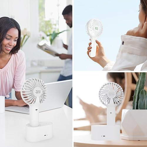 Miniatura 6 de Minthouz Mini ventilador de escritorio portátil, rotación automática de 90, recargable por USB de 2000 mAh, 3 velocidades, ventilador pequeño para