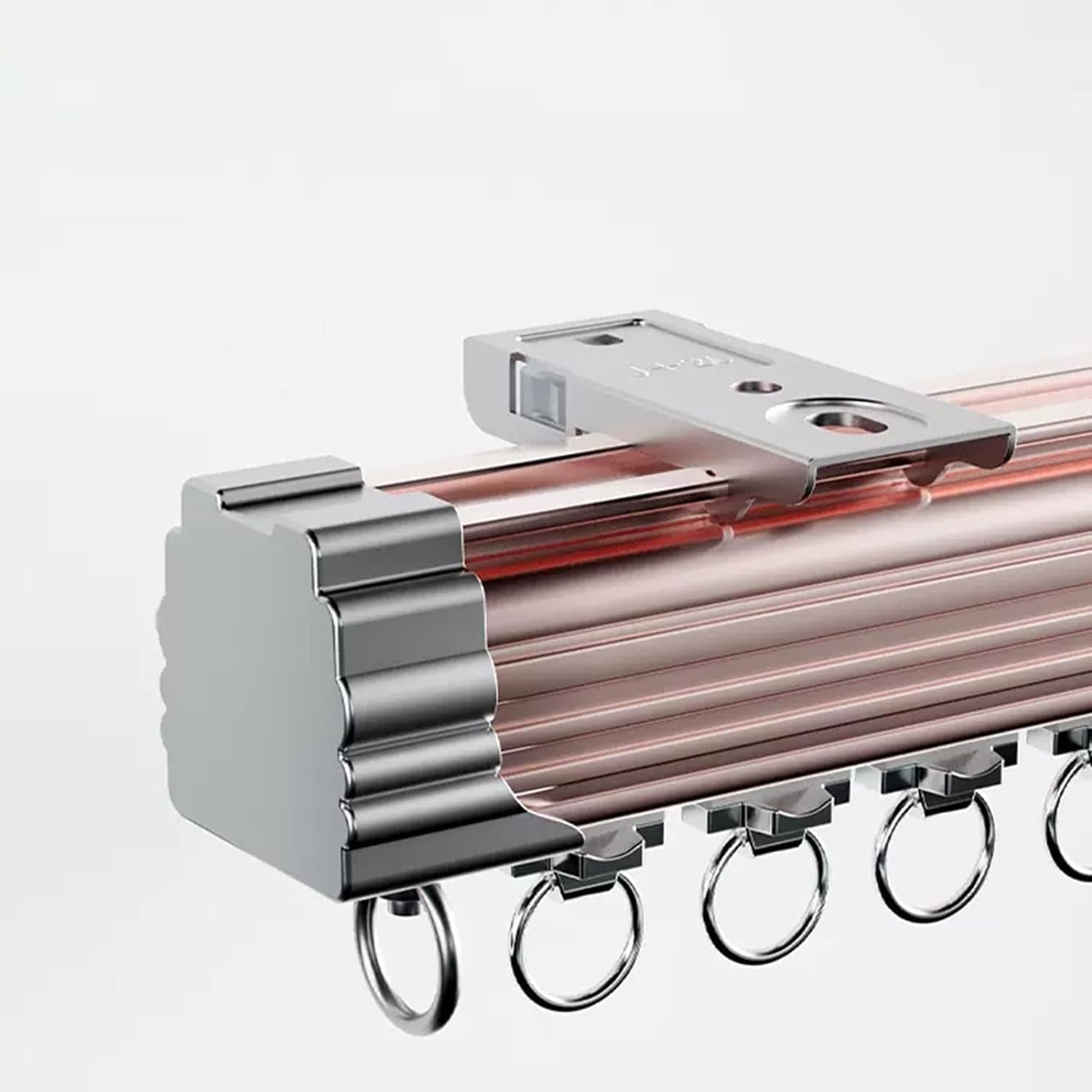 Tringle à rideau en aluminium rose de 2,5m pour cloison de salon