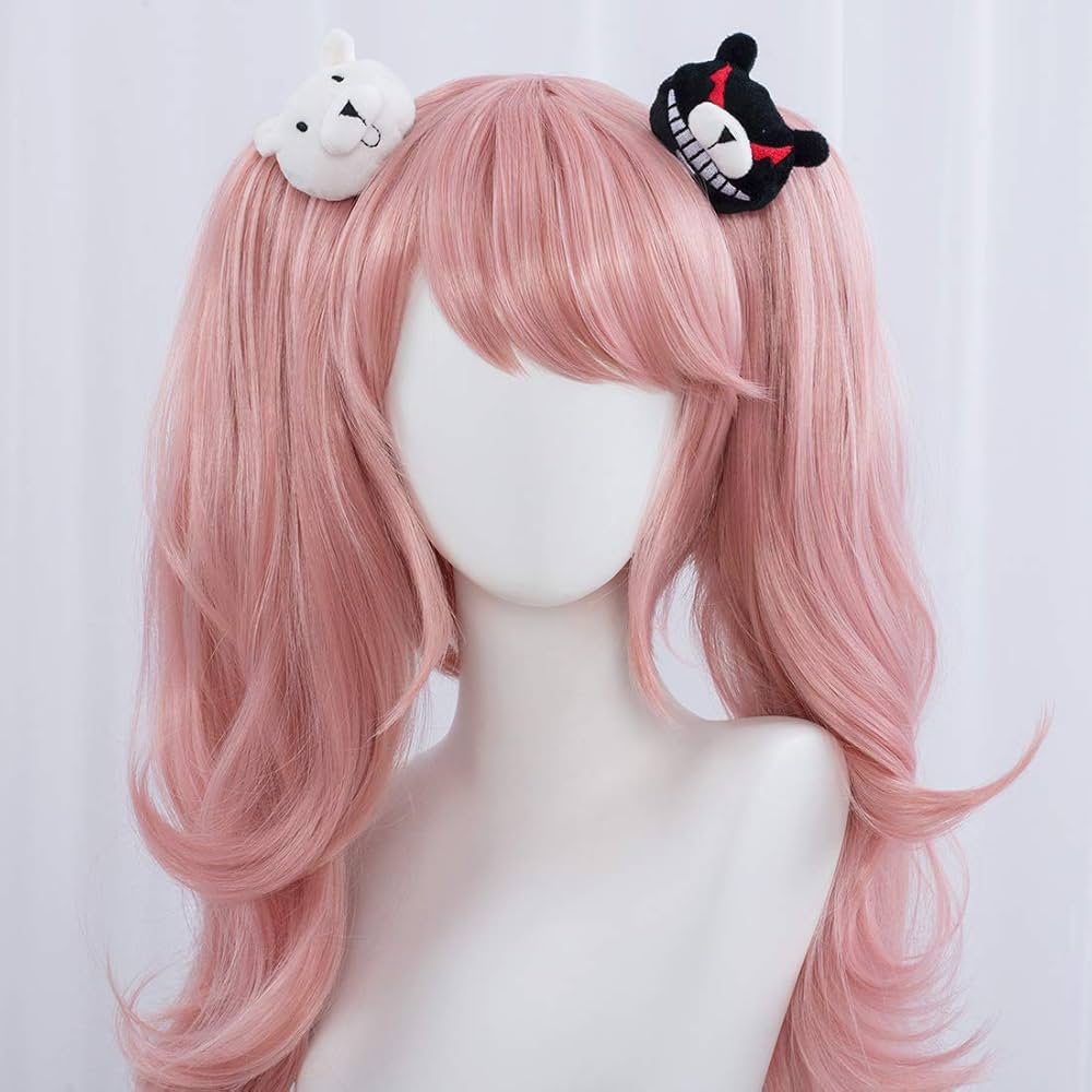 Amazon.com: LABEAUTÉ Pink Twin Ponytails Long Curly Wig for