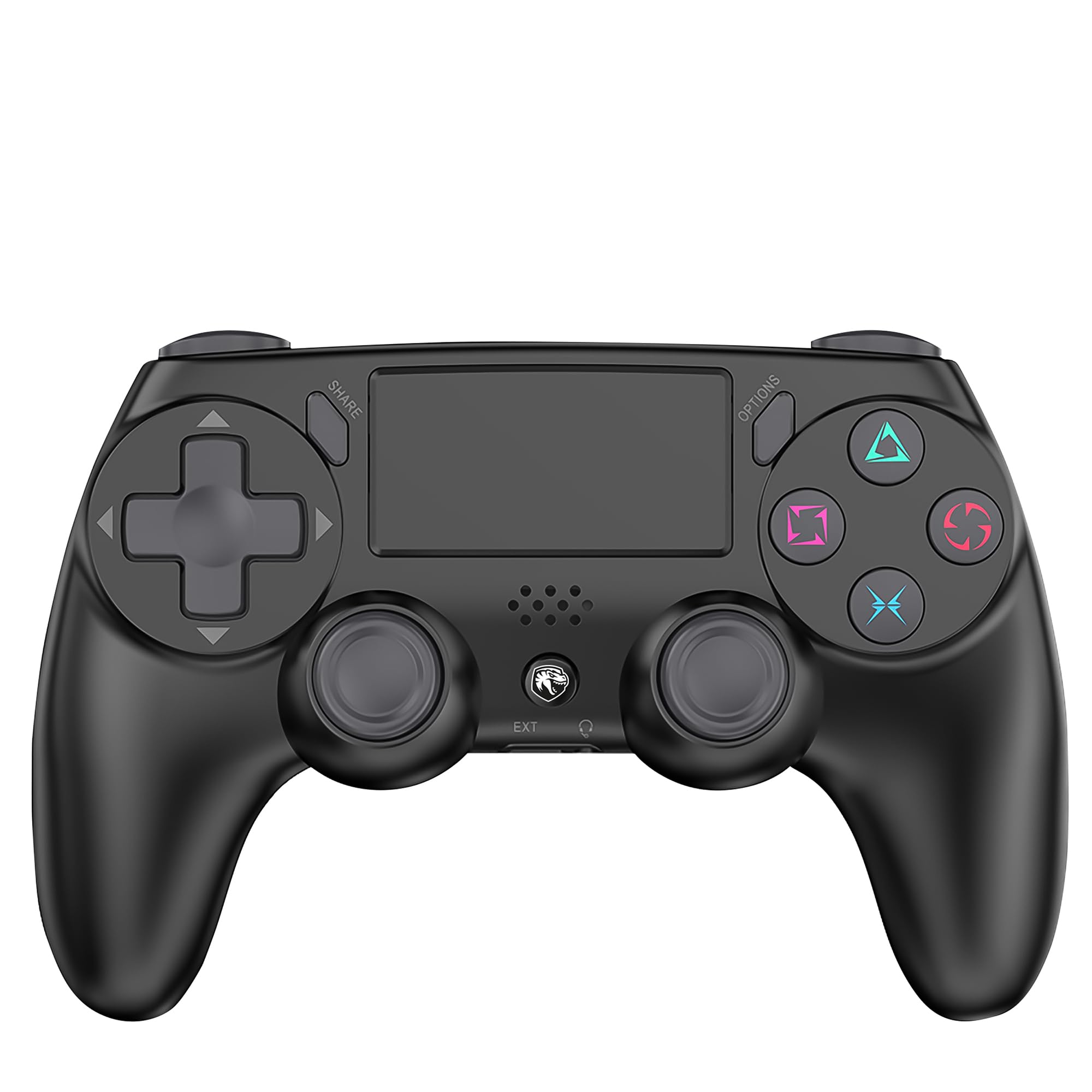 Mando Inalambrico Bluetooth Negro compatible con PS4 PS3 PC Android Windows gamepad 6 ejes con vibración doble Luz LED Joystick tactil recargable compatible juegos Shooters Dualshock