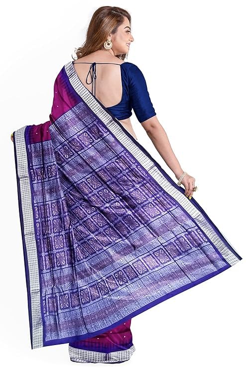 Image of Handmade Pure Bomkai Silk Saree Khandua Natural Silk Ikkat Saree For Women /Ethnic Wear /Traditonal Saree /Handloom Saree With Regular Fit Blouse Piece