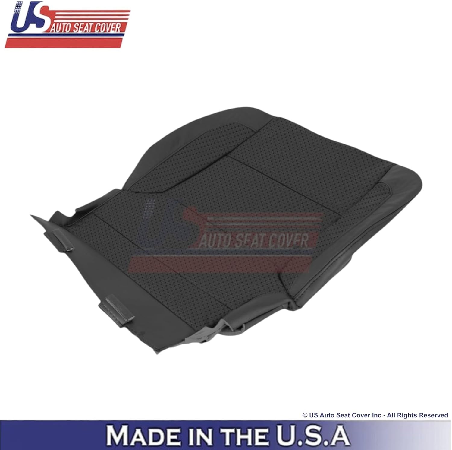 US Auto Seat Cover 2014-2019 fits Chevy Silverado 1500 LT LS Leather Perf Front Covers Jet Black