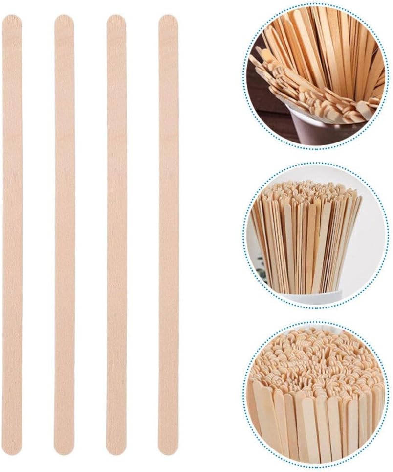 Generic Long Wooden Coffee Stirrers 500pcs Beverage Stirring Rods Disposable Stir Sticks Drink Mixing Sticks Wood Stirrer Sticks Swizzle Sticks Drinking Cocktail Stirrers Bar Cafe Supplies, Beige