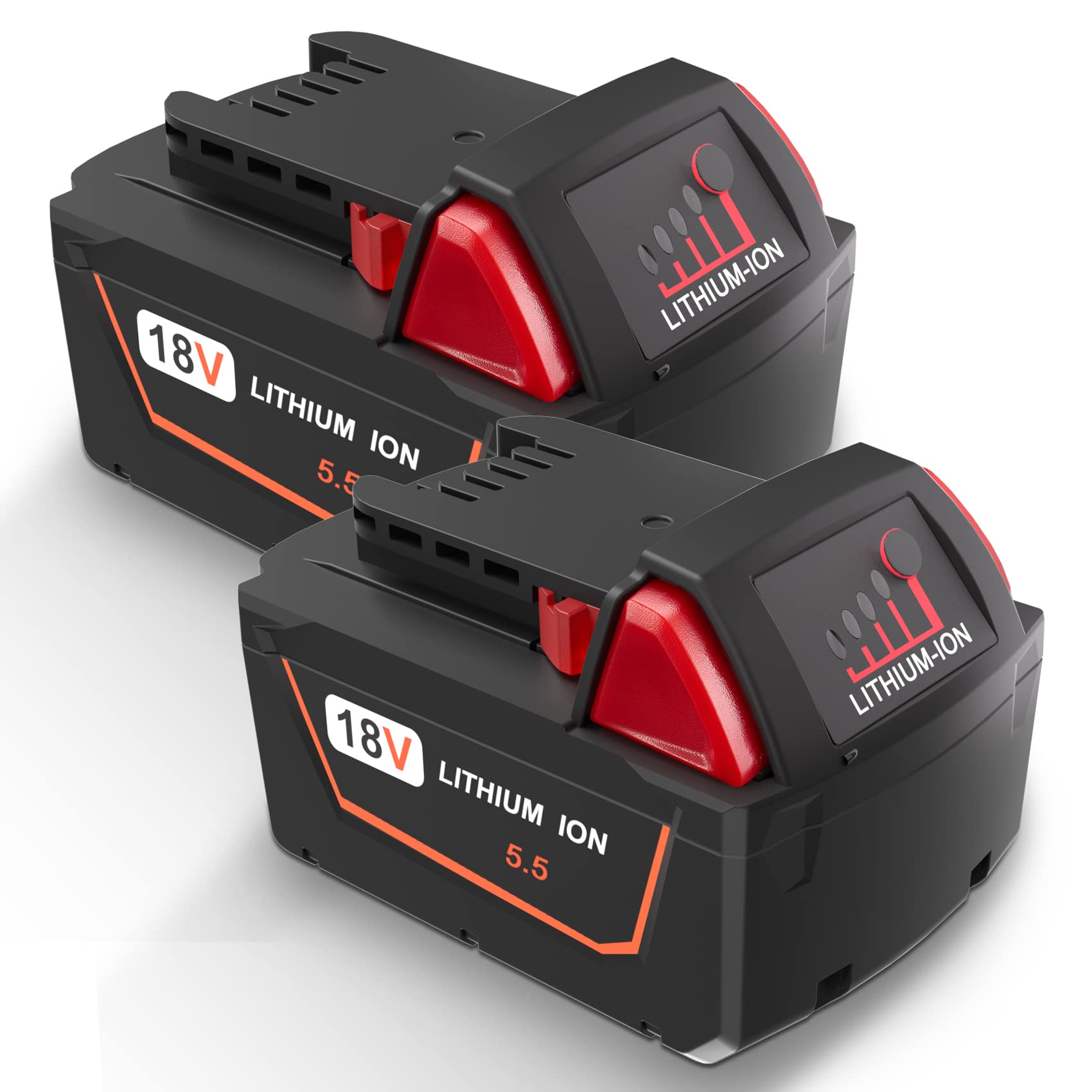 2X 5.5Ah M18 Batería para Milwaukee 18V Herramientas Eléctricas | Recargable, lithium bateria con Indicador LED, Alta capacidad, para Milwaukee M18 Bateria 48-11-1850 48-11-1812