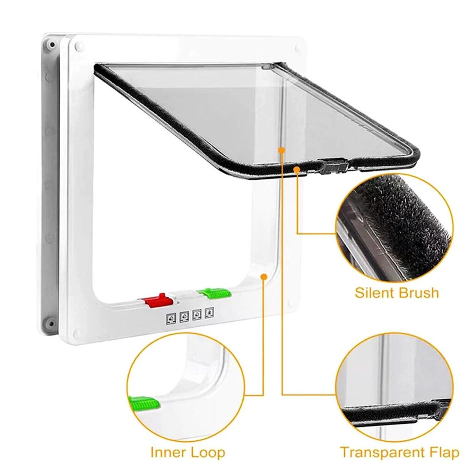 Gateras para Puertas Puerta con Cerradura de Seguridad 4 vías, for Cachorros y Gatitos, Puerta pequeña plástico ABS for Mascotas Perros(Black,L)