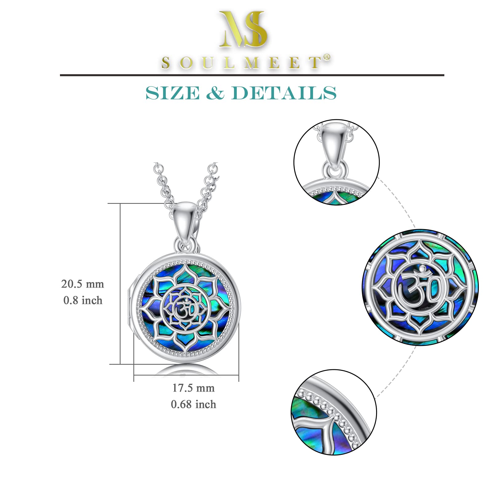 SOULMEET Naszyjnik medalion ze srebra próby 925, który pomieści zdjęcia prezent dla kobiet dziewcząt, Metal,