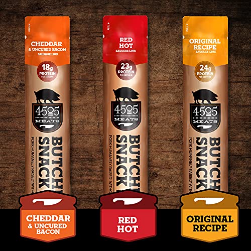 4505 Original Recipe, Sausage Link Meat Sticks, 24G Of Protein, Keto, Paleo, Gluten Free, 12 King Size Butcher’s Snack Sticks, 2 Oz Each #TOP6