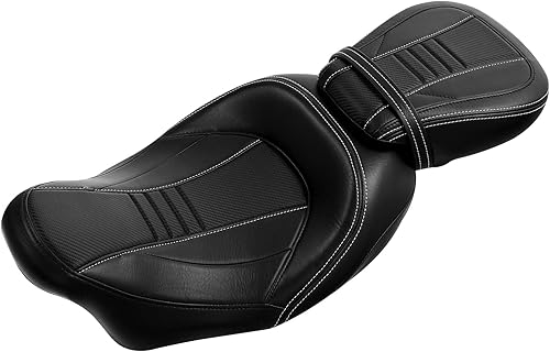 Miniatura 56 de TCT-MOTORPARTS Low-Profile Pillion 2-Up Seat Driver Passenger Seat & Rider Pad Fit For Harley Road Street Glide 2009-2023