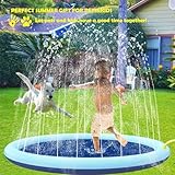CHAWONER Hundepool Splash Pad, 100 cm, Anti-Rutsch-Hunde-Sprinkle Splash Pool, Faltbares aufblasbares Welpenspritz-Sprinkler-Pad, Outdoor-Hunde-Sprinkler-Spielmatte für Sommer, Garten, Strand