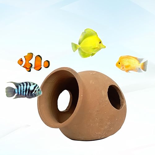Jainsons Pet Products Betta Fish Tank Accessories,Pleco Caves for Aquarium,Fish Aquarium Decoration,Smalland Shrimp Breeding Cave Don't Contain Paint,Natural Earthenware Fish House (SURAHI House)