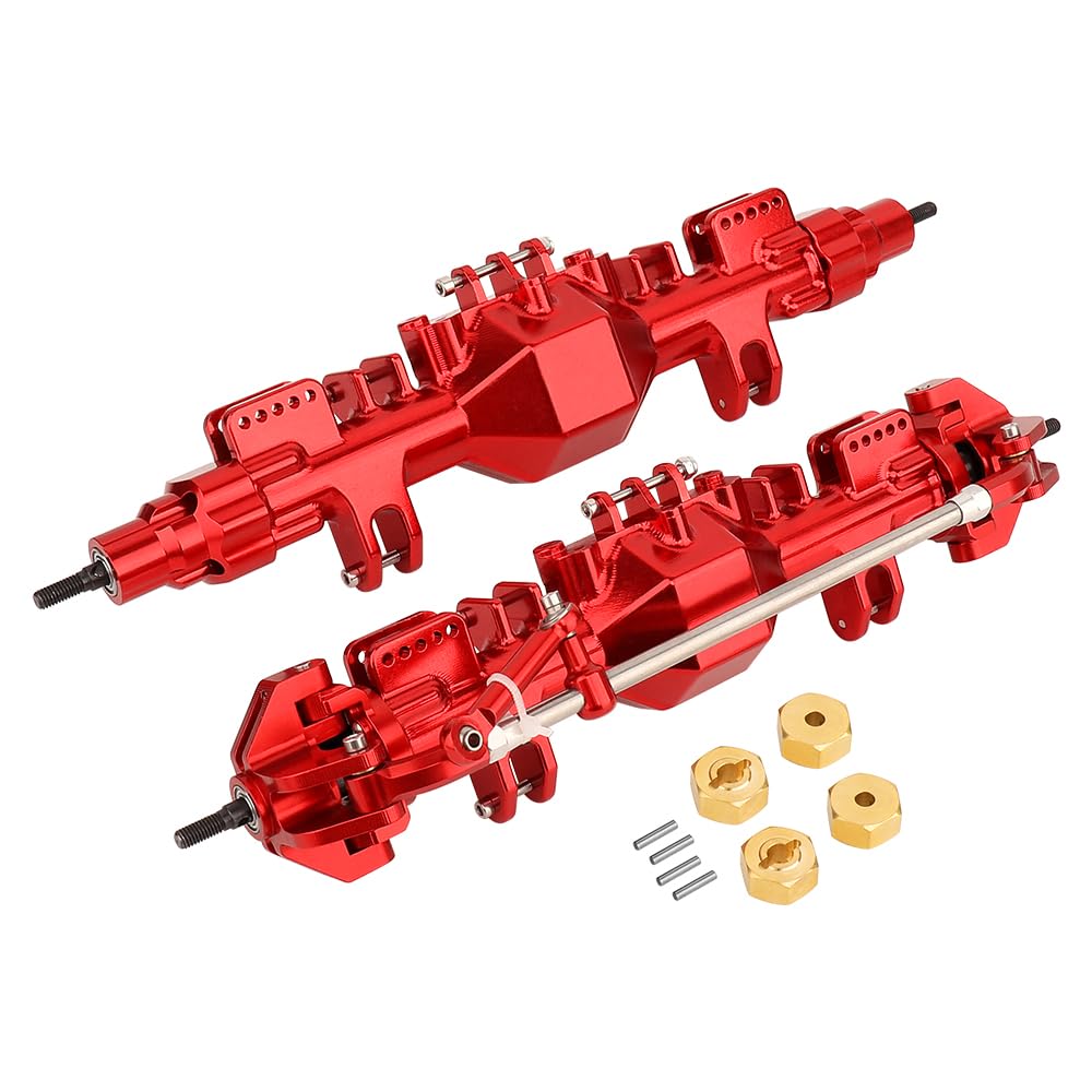 RZXYLRC Front Rear Axles with Steel Gears for RC 1/8 Losi LMT Monster Truck DIY Remote Control Toys Car 1:8 Upgrade Parts (red)