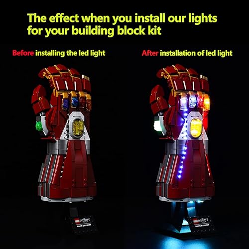 Miniatura 4 de Kyglaring Kit de iluminación LED diseñado para Lego Nano Gauntlet 76223 (sin modelo) y juego de luces compatible con la réplica de Iron Man Model