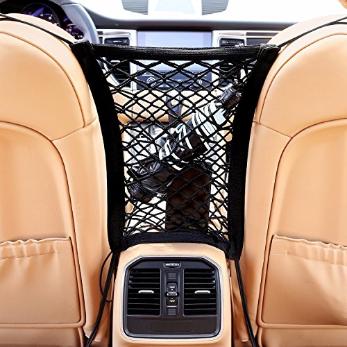 AUTOWN Car Seat Net Organizer Auto Backseat Barrier Net Storage Universal Car Armrests Seats Storage Net Stretchy Fine Mesh Net Disturb Stopper from Children and Pets