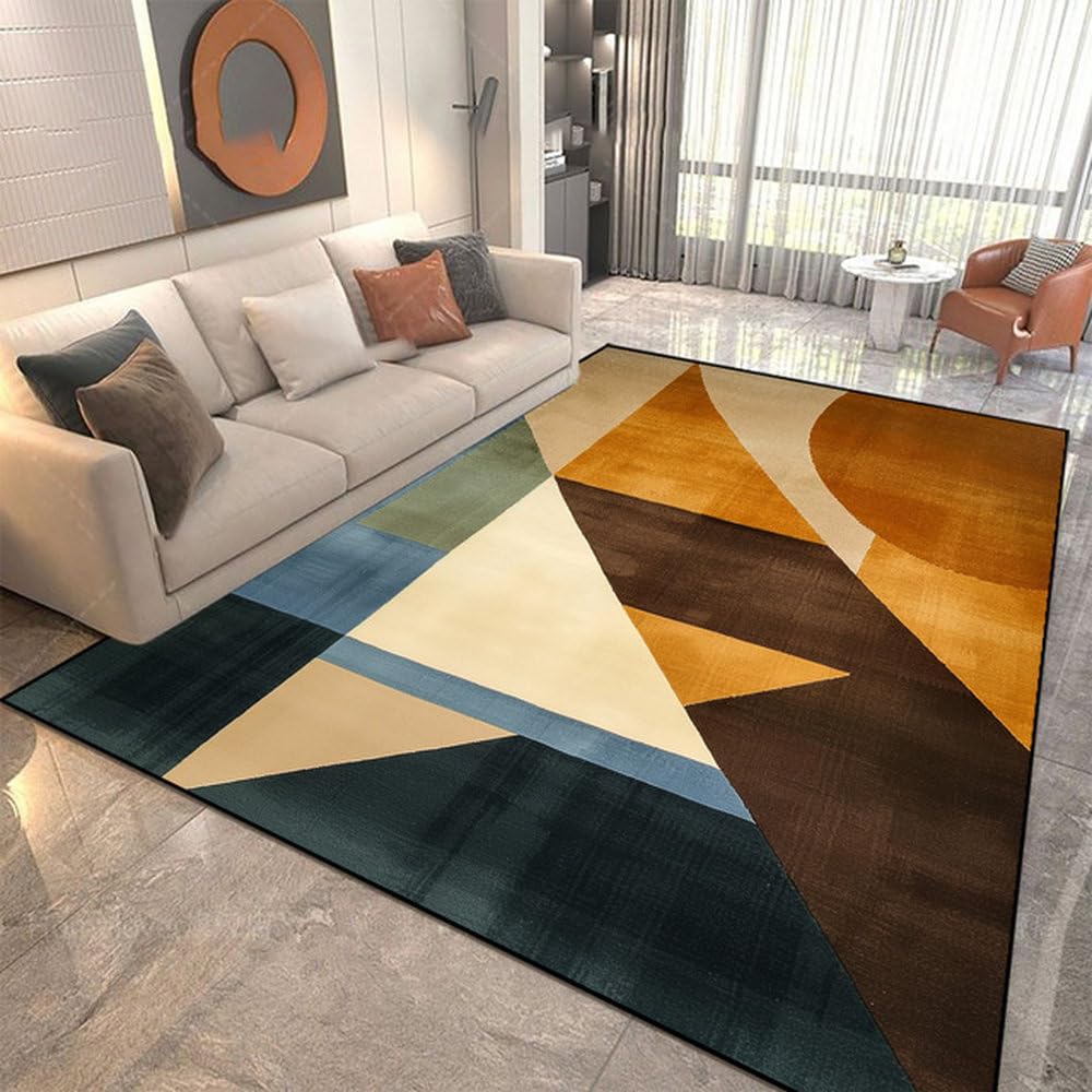 Tapis géométrique moderne salon 140x200 flanelle douce grand tapis de chambre JH018