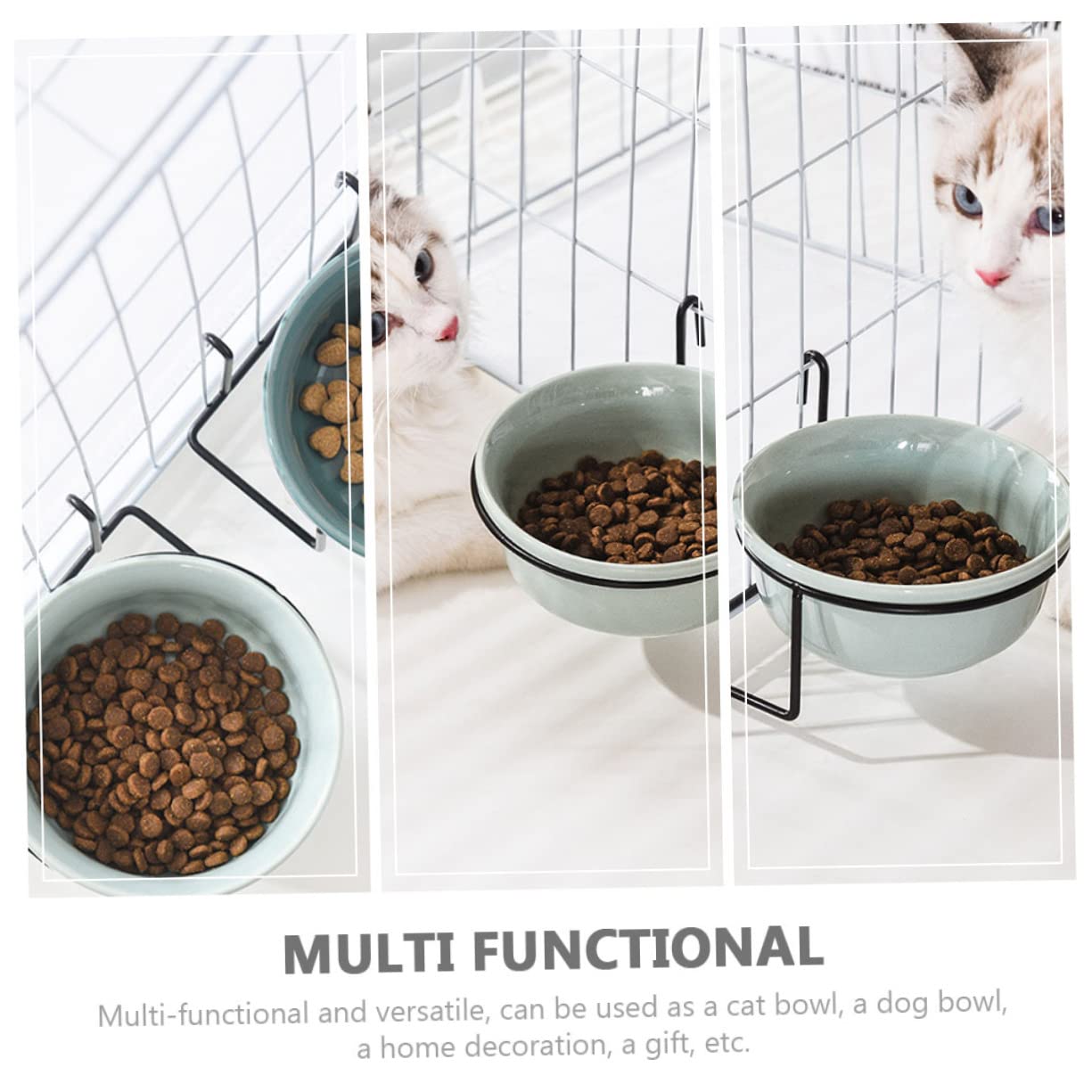 Cuenco colgante para mascotas, comedero de agua y alimentos para perros y gatos pequeños, diseño de cerámica para perreras y jaulas, recipiente conveniente para mascotas