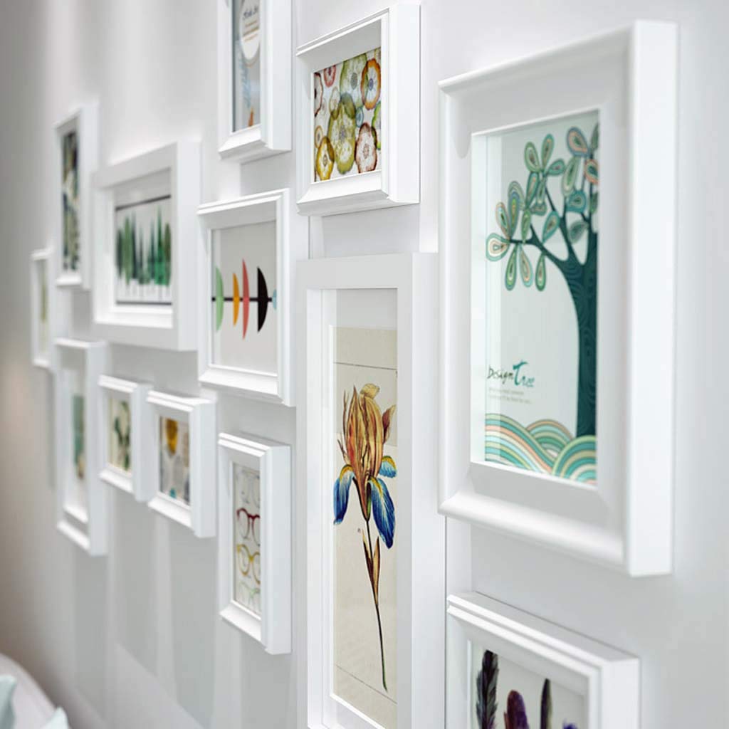 13 PCS Juego de Marcos Creativo de Madera Maciza para Pared de Fotos/DIY Combinación de Fotos