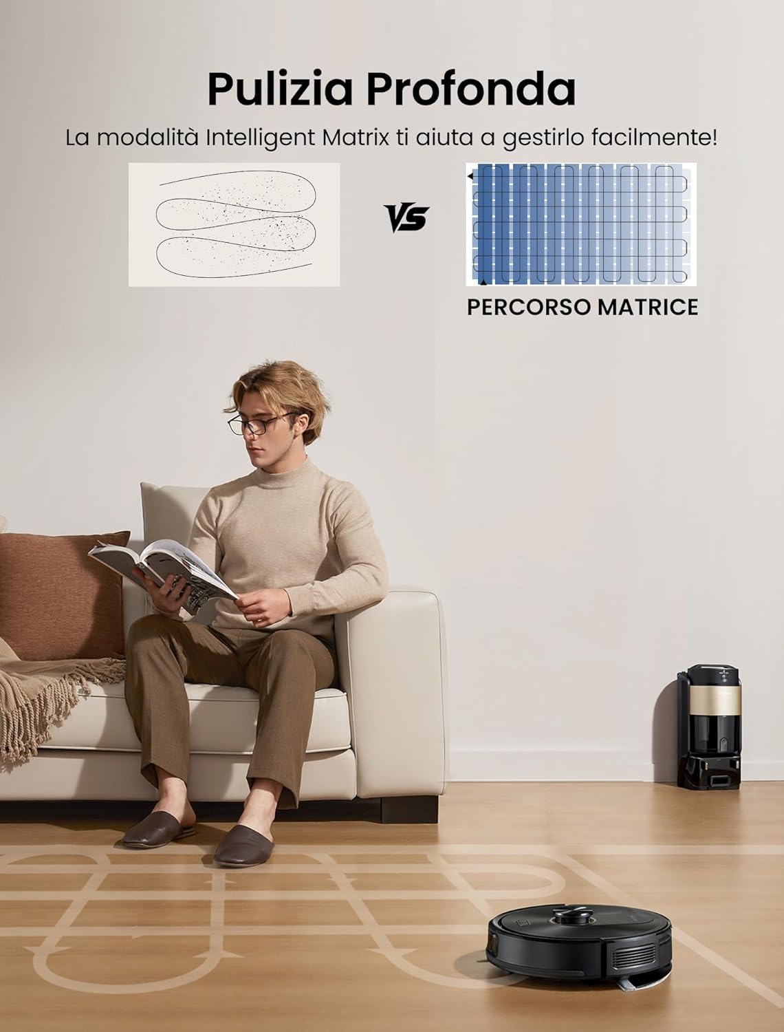 Proscenic Q20Plus Robot Aspirapolvere Lavapavimenti con Mappatura 10000Pa 200 Minuti Autonomia Contenitore Trasparente Senza Sacco per Pavimenti e Tappeti