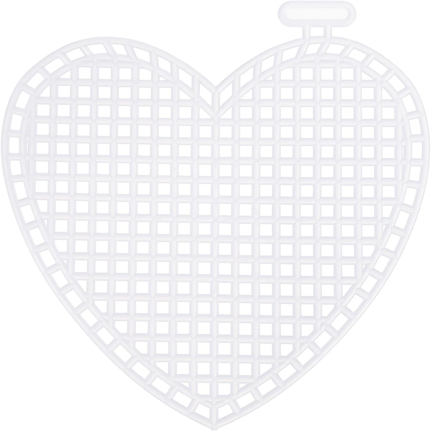 MECCANIXITY 20Pcs Plastic Mesh Canvas Sheet 7 Count 7.5 cm/ 3" White Heart Blank Canvas for Embroidery Needlepoint, Knit Crochet Mesh