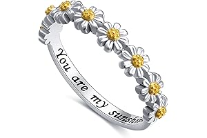 Mothers Day Sterling Silver You Are My Sunshine Daisy Flower Ring Jewelry Gifts for Mom