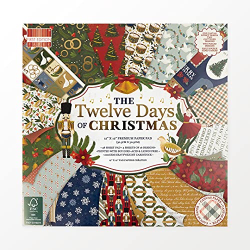 First Edition FEPAD242X21-First Edition FSC 12x12 Paper Pad-12 Days of Christmas, Multi, One
