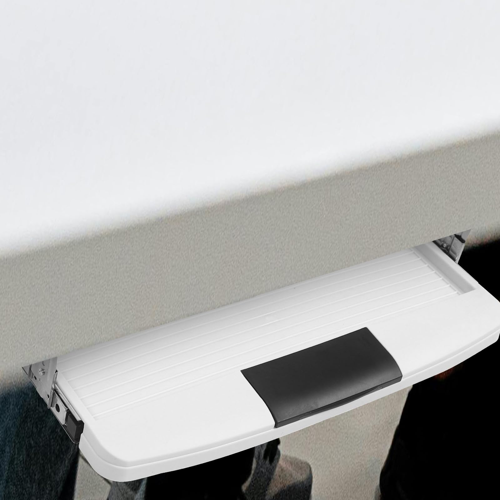 Uonlytech Supporto Tastiera Estraibile Scorrevole Bianco in Pp Plastica e Acciaio Inossidabile Rinforzato per Ufficio, Vassoio Pratico Scrivania per Organizzare la Tastiera