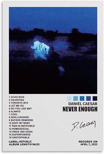 BOODU Póster de Daniel con diseño de César Never Enough - Póster musical para habitación, arte de pared estético, decoración de dormitorio, 16 x 24